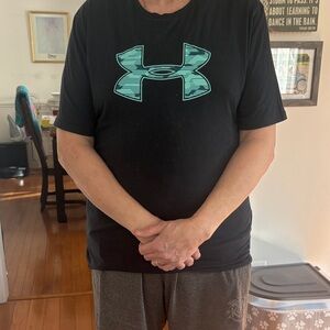 Under Armour Black Tee with Aqua Logo